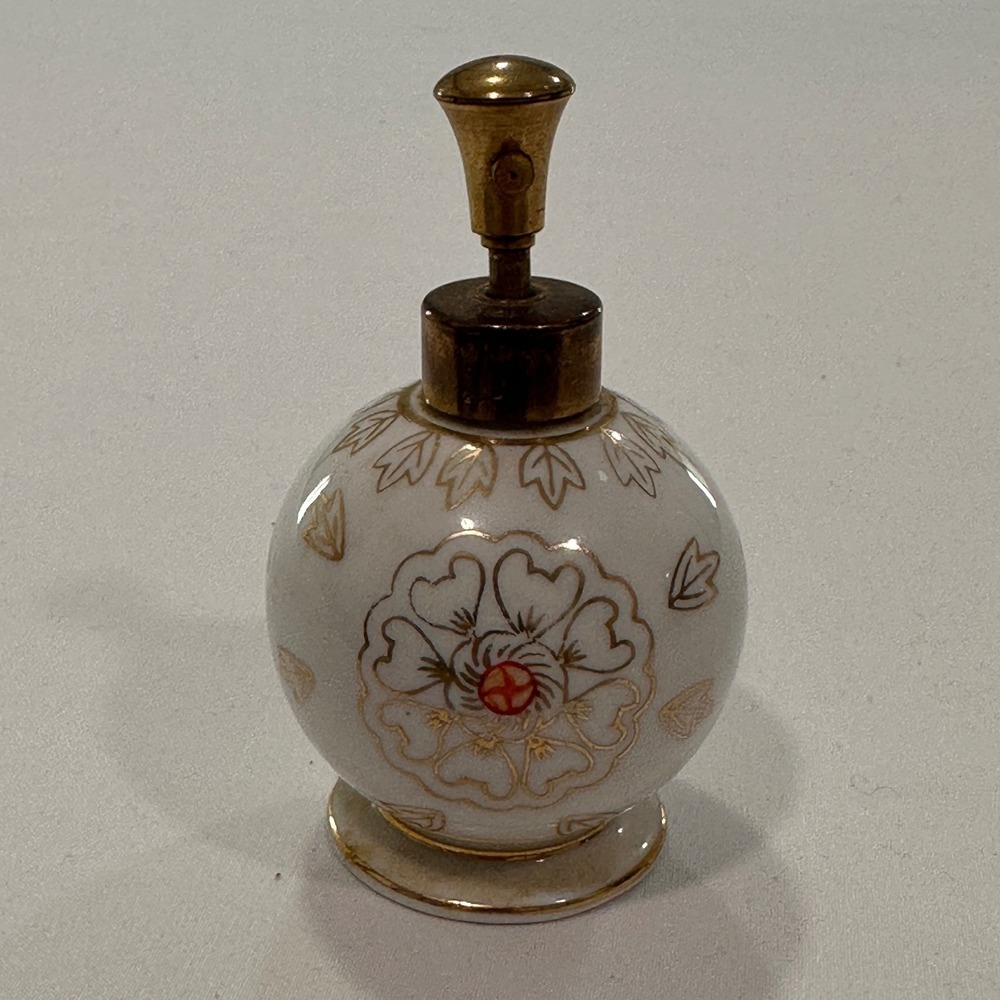 Irice Import Vintage Perfume Atomizer White Gold‎ Hand Painted Regency